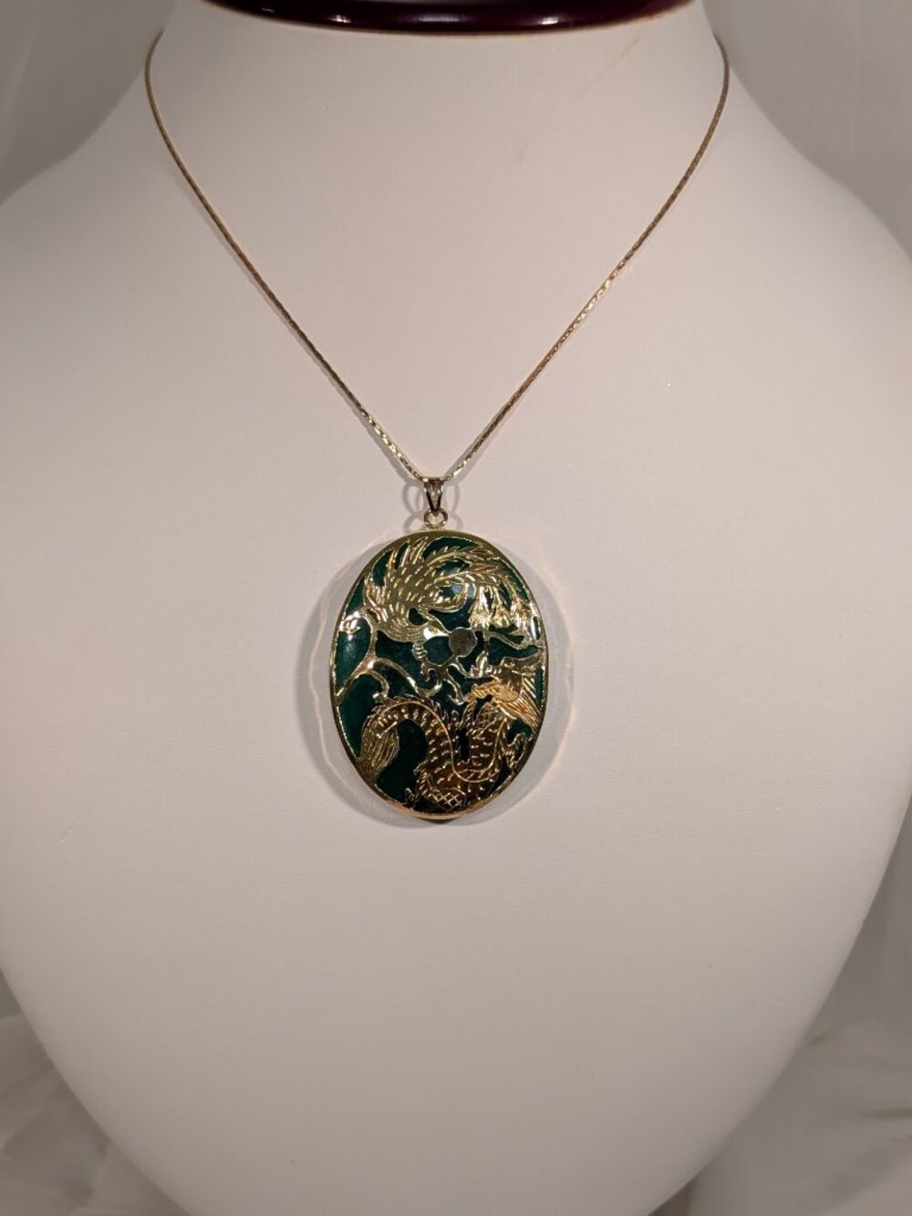 Replica Vintage Spanish Toledo Damascene Oval Pendant Necklace With Overlay